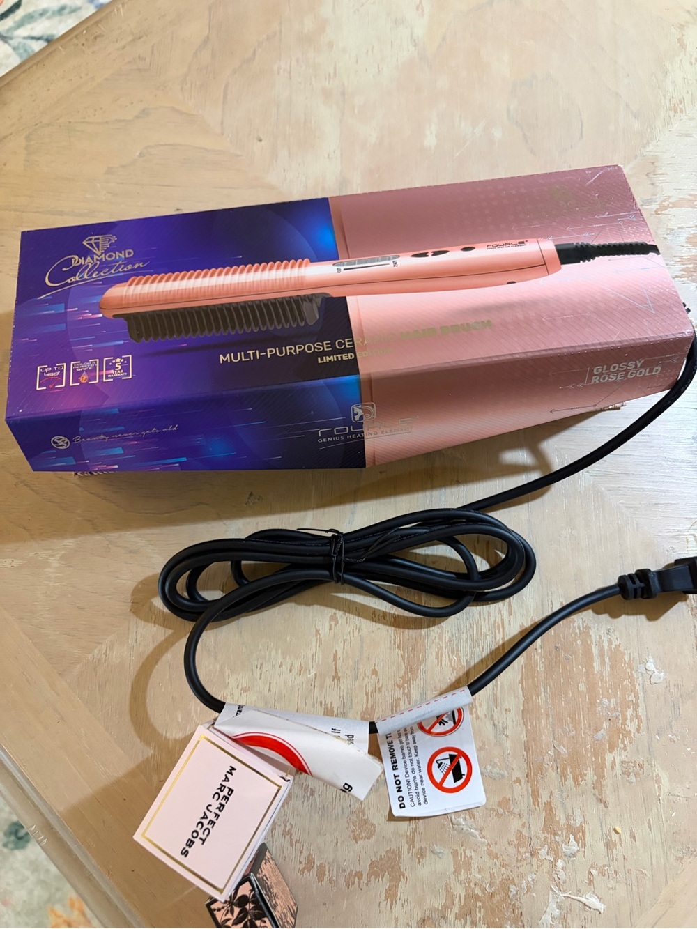 Novella Royale Glossy Rose Gold Ceramic Hair Straightening Brush